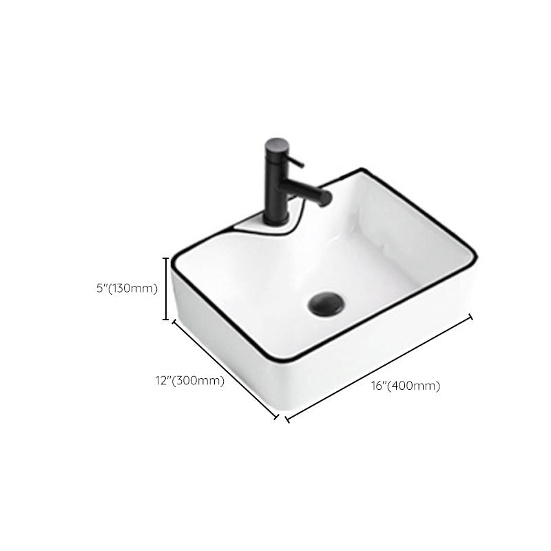 Contemporary Bathroom Sink Porcelain Rectangular Vessel Sink(Not Including Faucet)