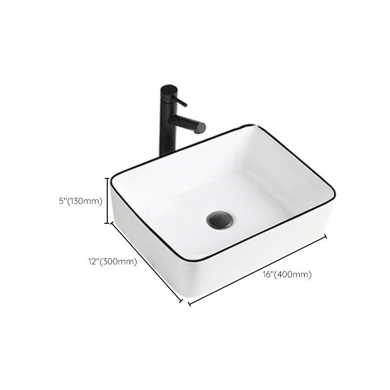 Contemporary Bathroom Sink Porcelain Rectangular Vessel Sink(Not Including Faucet)