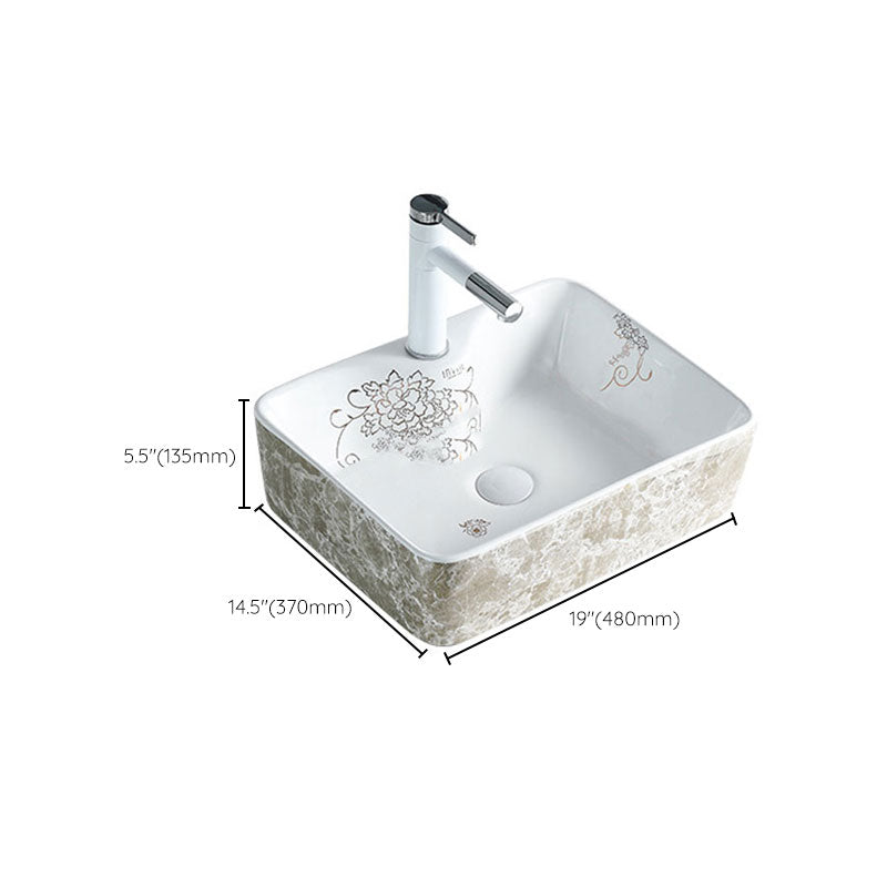 Contemporary Bathroom Sink Porcelain Rectangular Vessel Sink(Not Including Faucet)
