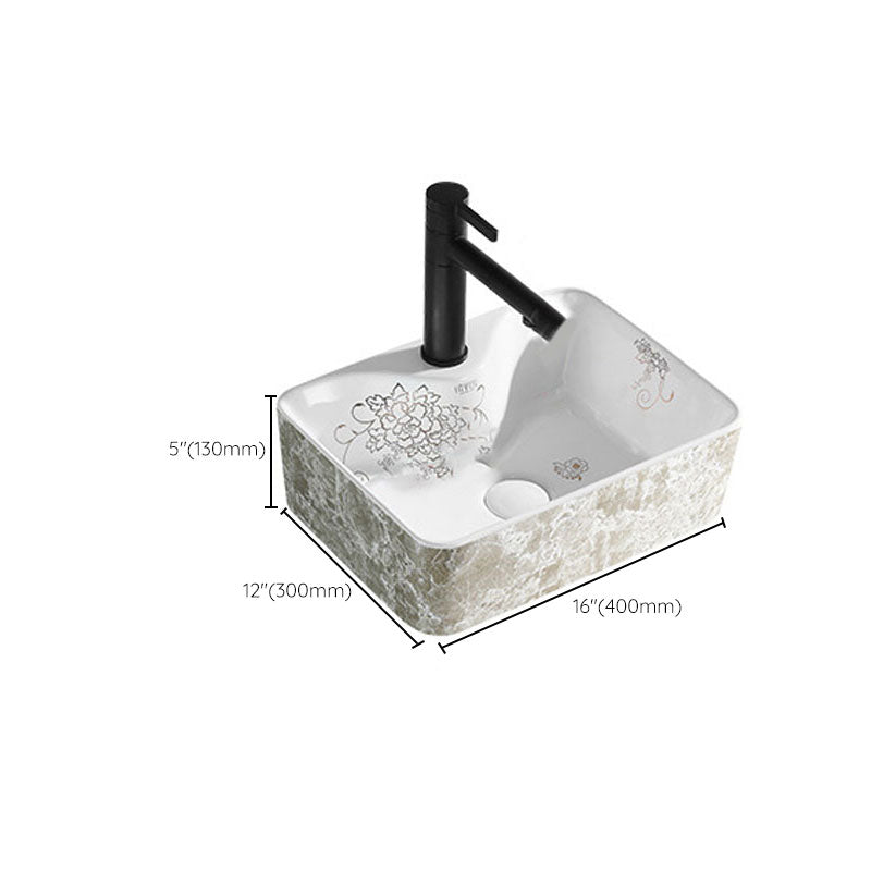 Contemporary Bathroom Sink Porcelain Rectangular Vessel Sink(Not Including Faucet)