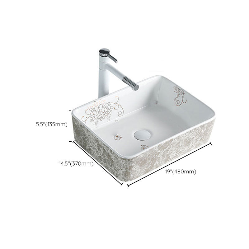 Contemporary Bathroom Sink Porcelain Rectangular Vessel Sink(Not Including Faucet)