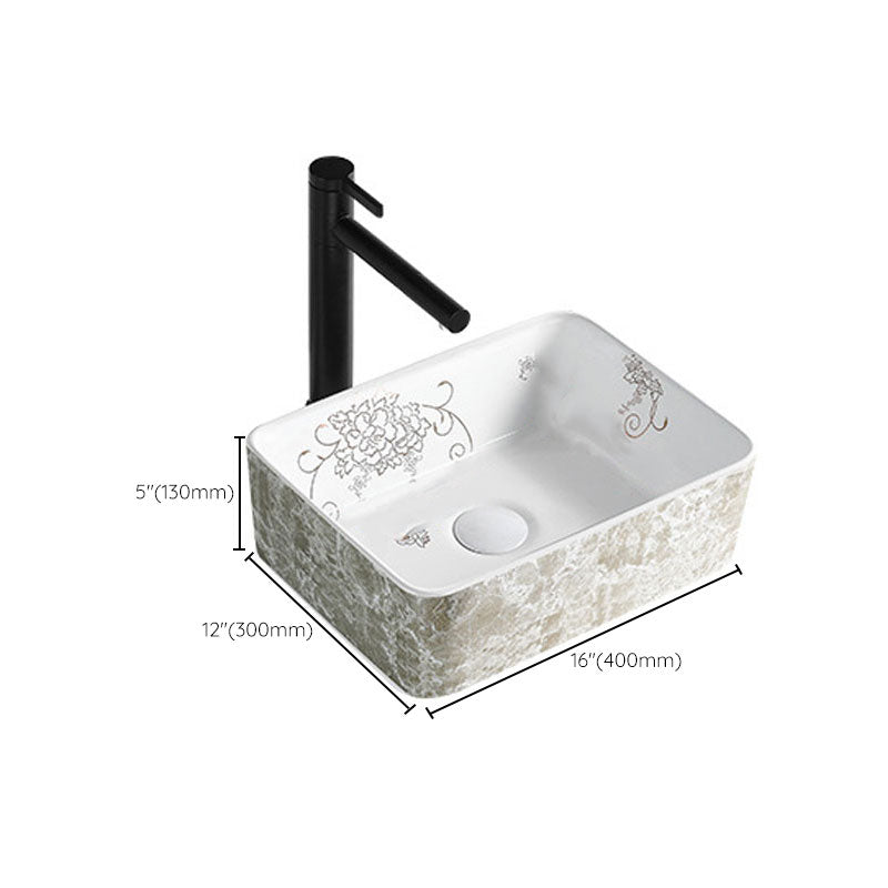 Contemporary Bathroom Sink Porcelain Rectangular Vessel Sink(Not Including Faucet)