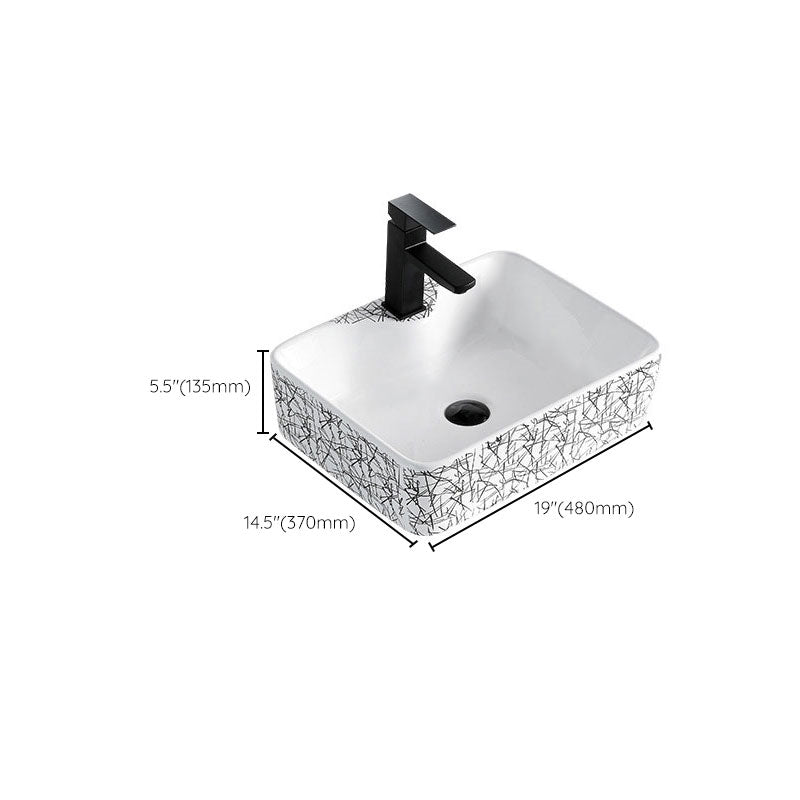 Contemporary Bathroom Sink Porcelain Rectangular Vessel Sink(Not Including Faucet)