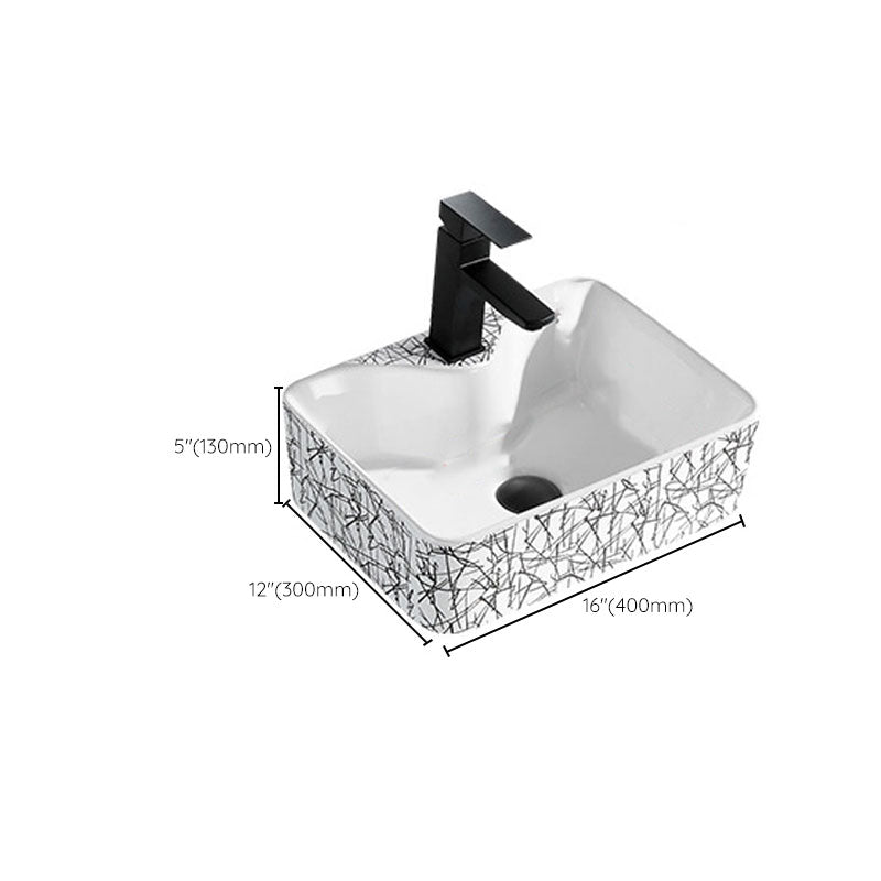 Contemporary Bathroom Sink Porcelain Rectangular Vessel Sink(Not Including Faucet)