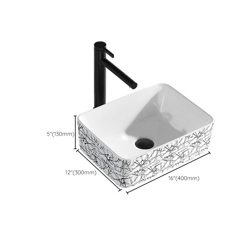 Contemporary Bathroom Sink Porcelain Rectangular Vessel Sink(Not Including Faucet)