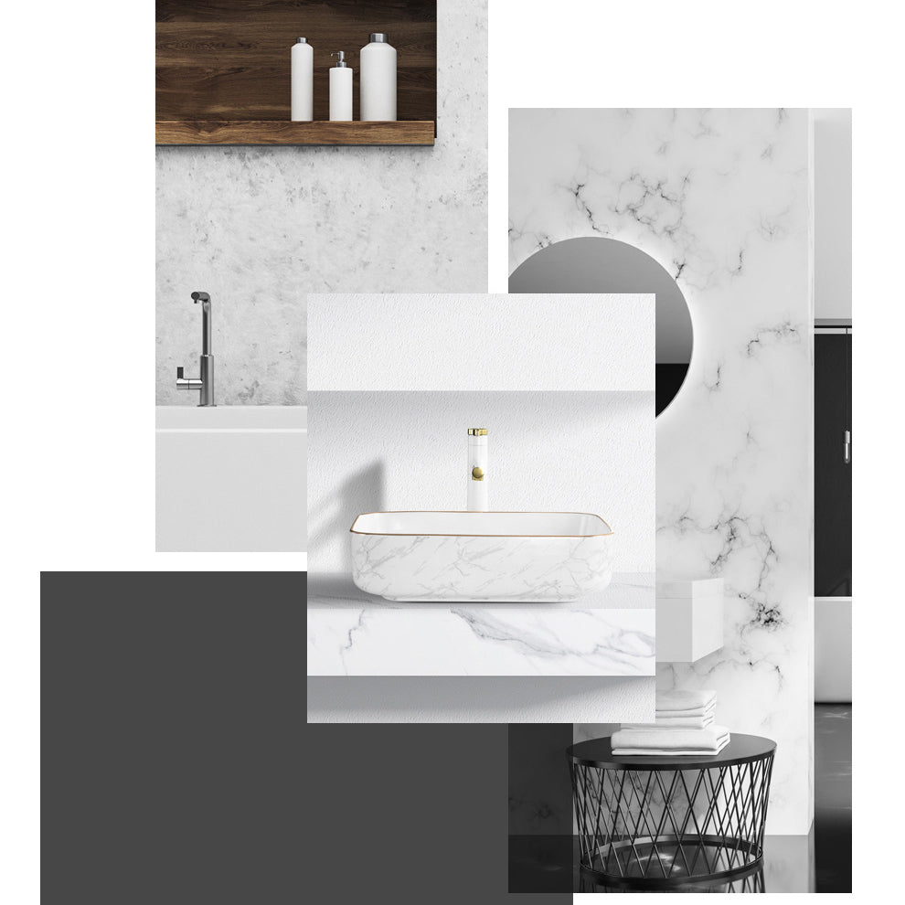 Contemporary Bathroom Sink with Pop-Up Drain Porcelain Oval-Shape Vessel Bathroom Sink