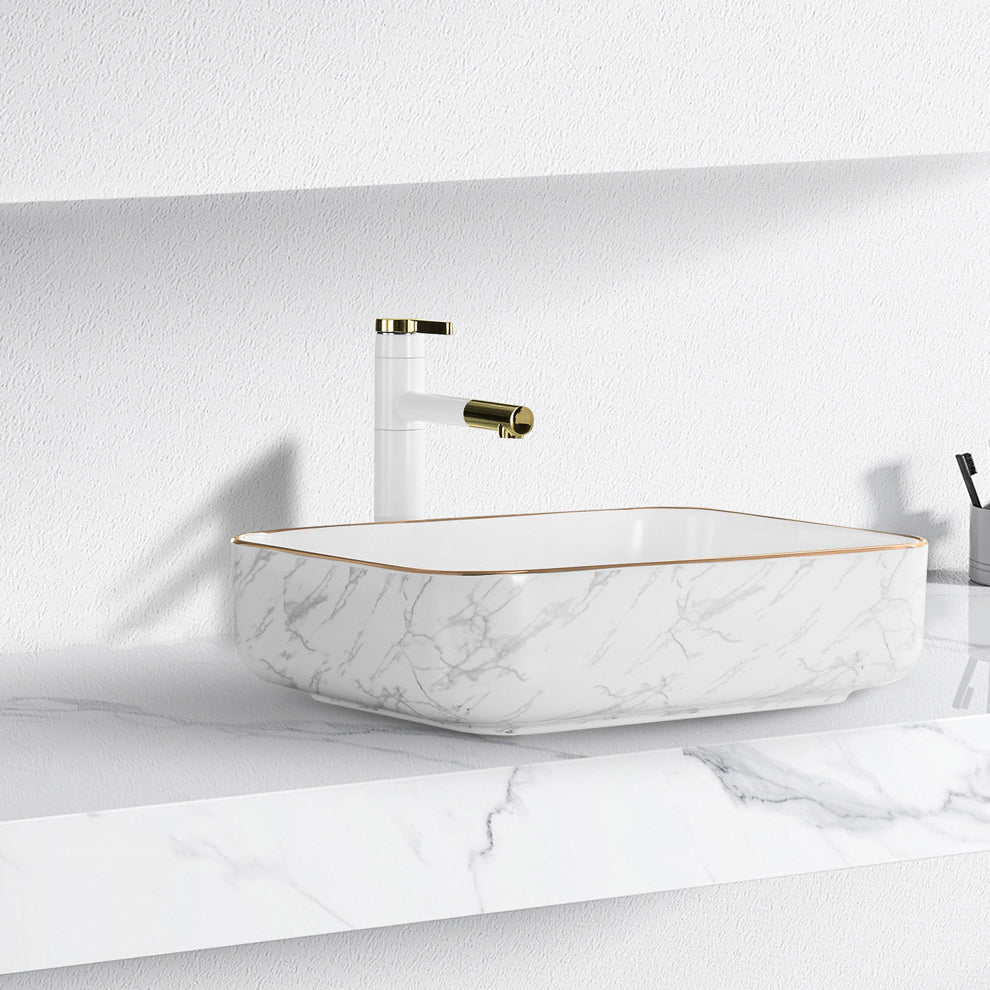 Contemporary Bathroom Sink with Pop-Up Drain Porcelain Oval-Shape Vessel Bathroom Sink