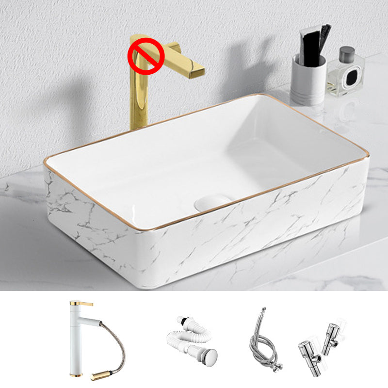 Contemporary Bathroom Sink with Pop-Up Drain Porcelain Oval-Shape Vessel Bathroom Sink