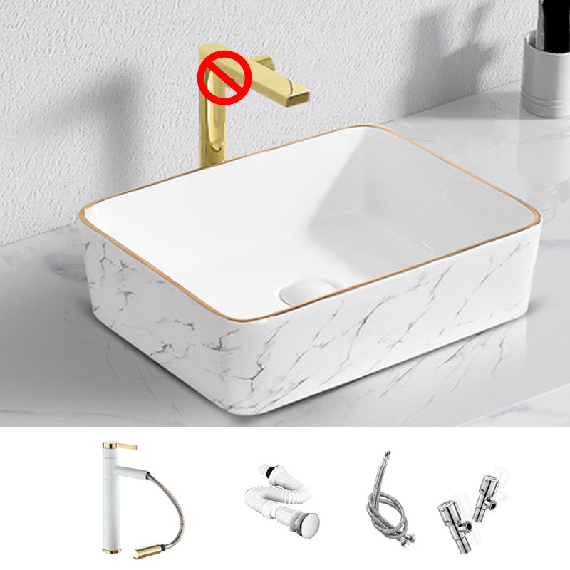 Contemporary Bathroom Sink with Pop-Up Drain Porcelain Oval-Shape Vessel Bathroom Sink
