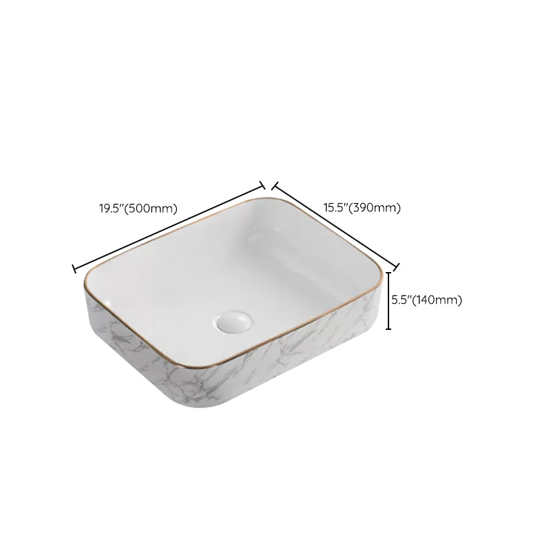 Contemporary Bathroom Sink with Pop-Up Drain Porcelain Oval-Shape Vessel Bathroom Sink