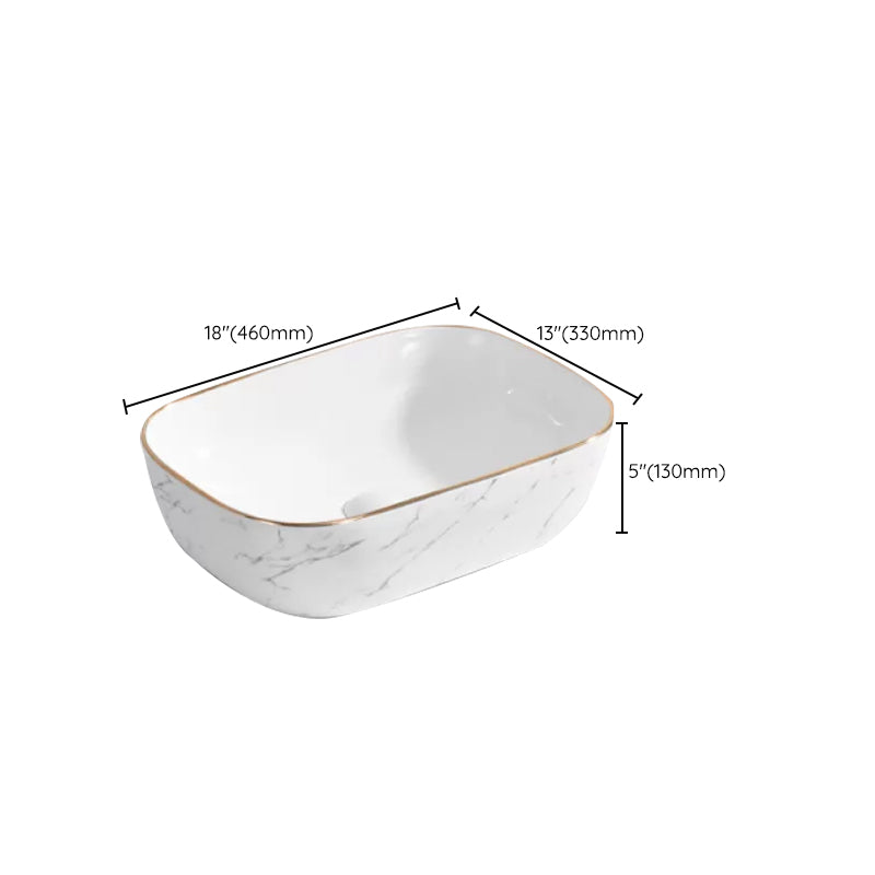 Contemporary Bathroom Sink with Pop-Up Drain Porcelain Oval-Shape Vessel Bathroom Sink