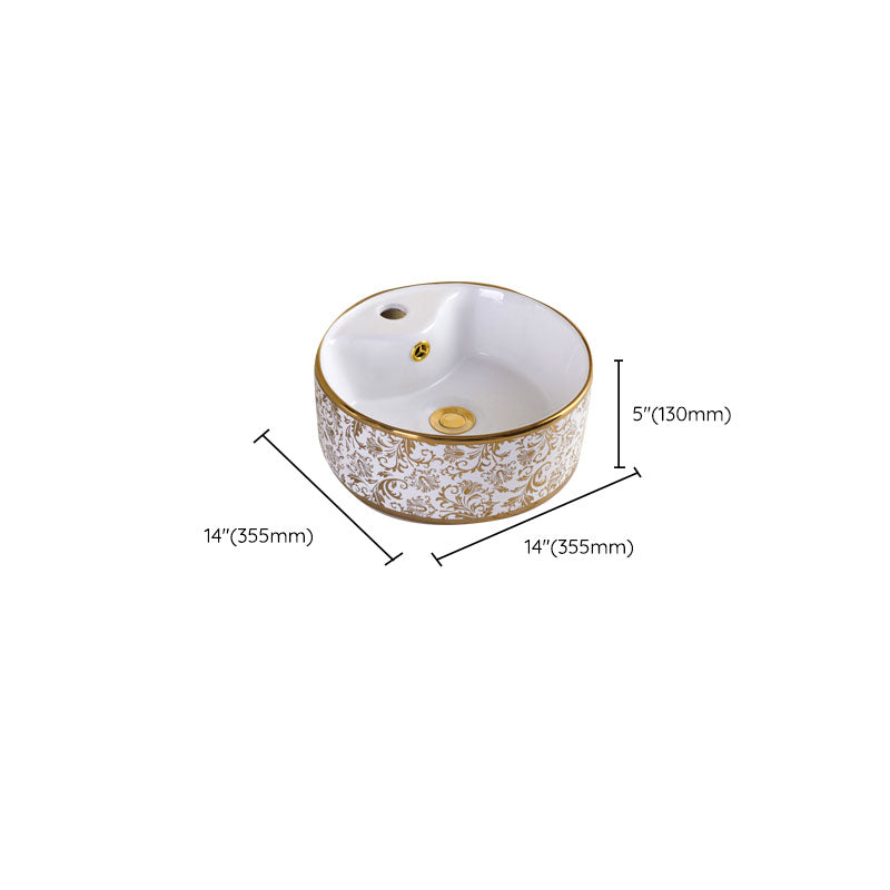 Traditional Vessel Sink Oval Porcelain with Pop-Up Drain and Faucet Vessel Lavatory Sink