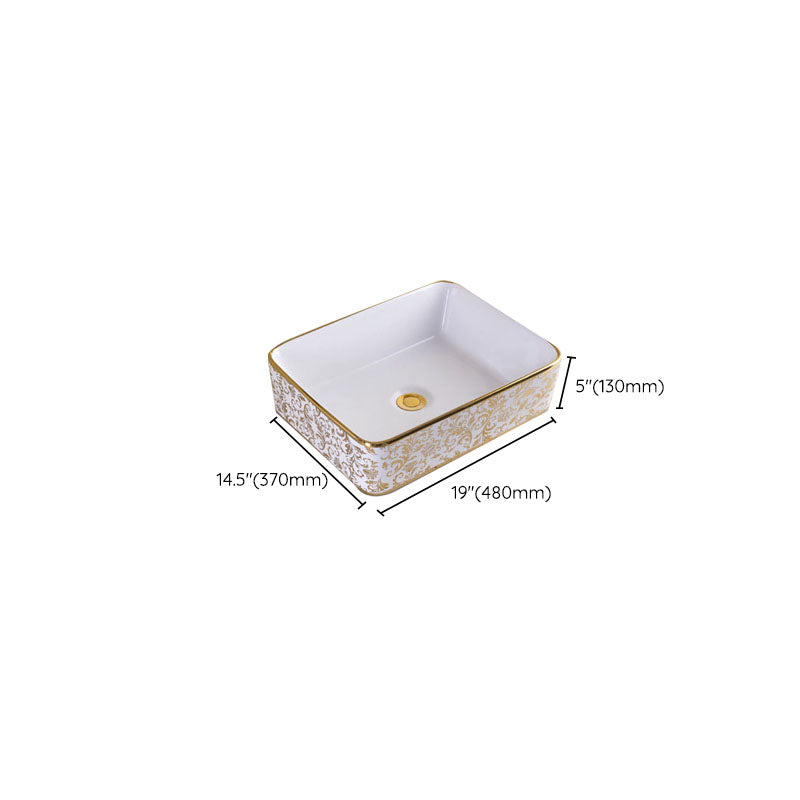 Traditional Vessel Sink Oval Porcelain with Pop-Up Drain and Faucet Vessel Lavatory Sink