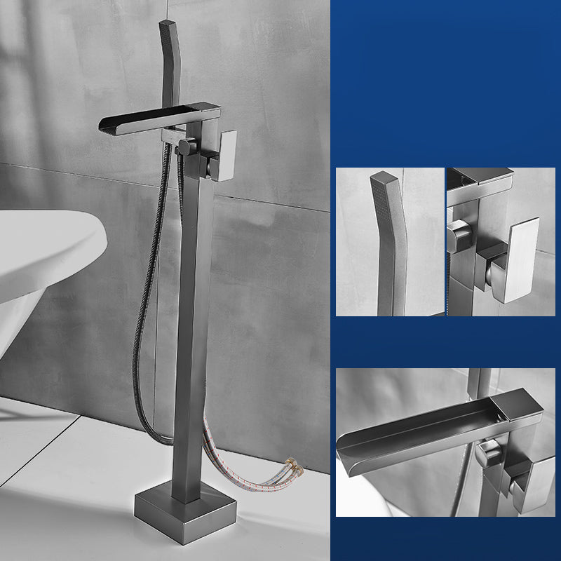 Modern Freestanding Bathtub Faucet Copper with Hose Freestanding Tub Fillers