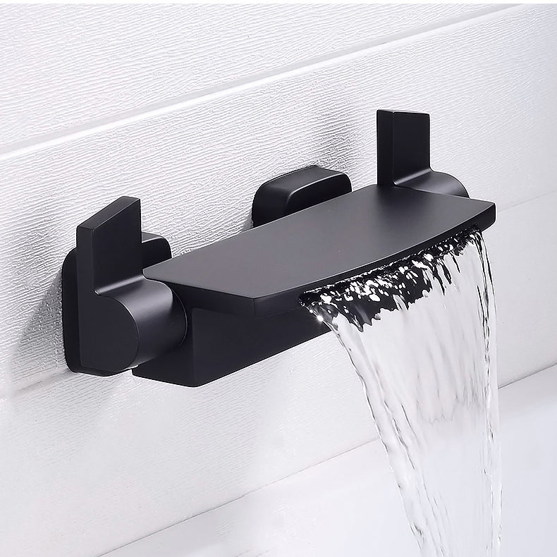 Modern Tub Filler Copper Wall Mounted with Hand Shower Waterfall Tub Spout Trim