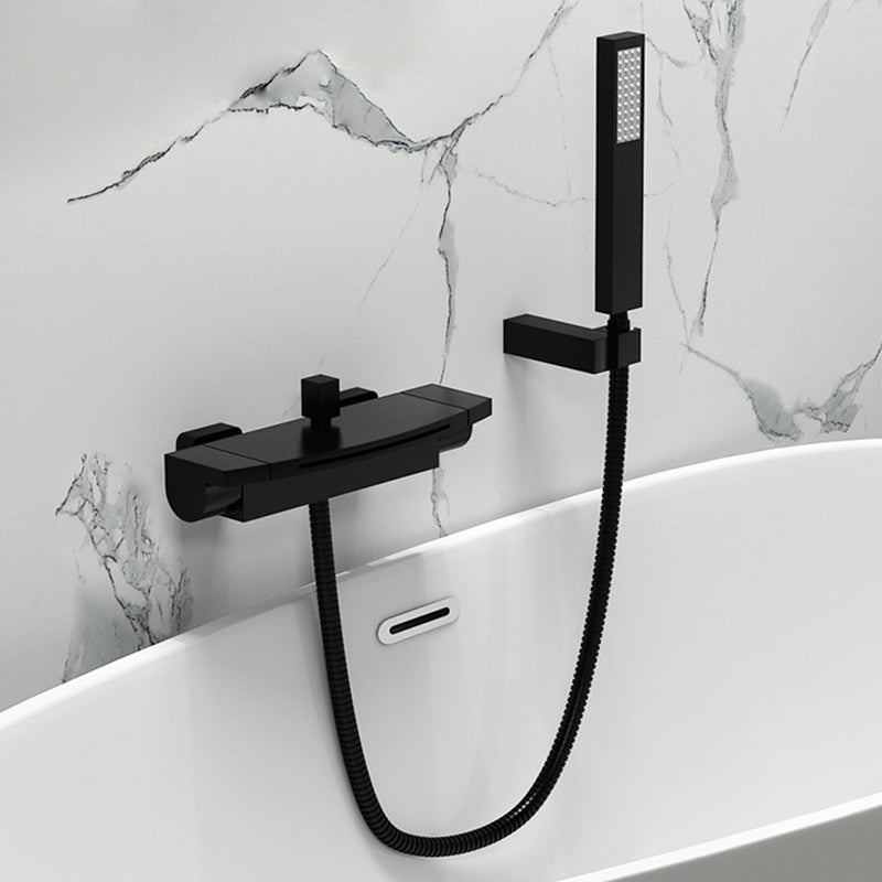 Modern Tub Filler Copper Wall Mounted with Hand Shower Waterfall Tub Spout Trim