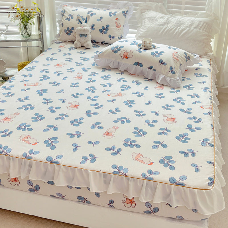 Cotton Fitted Sheet Floral Print Super Soft Bed Sheet Set for Bedroom