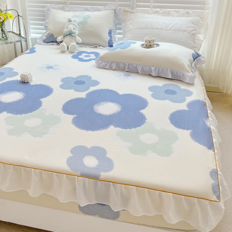 Cotton Fitted Sheet Floral Print Super Soft Bed Sheet Set for Bedroom