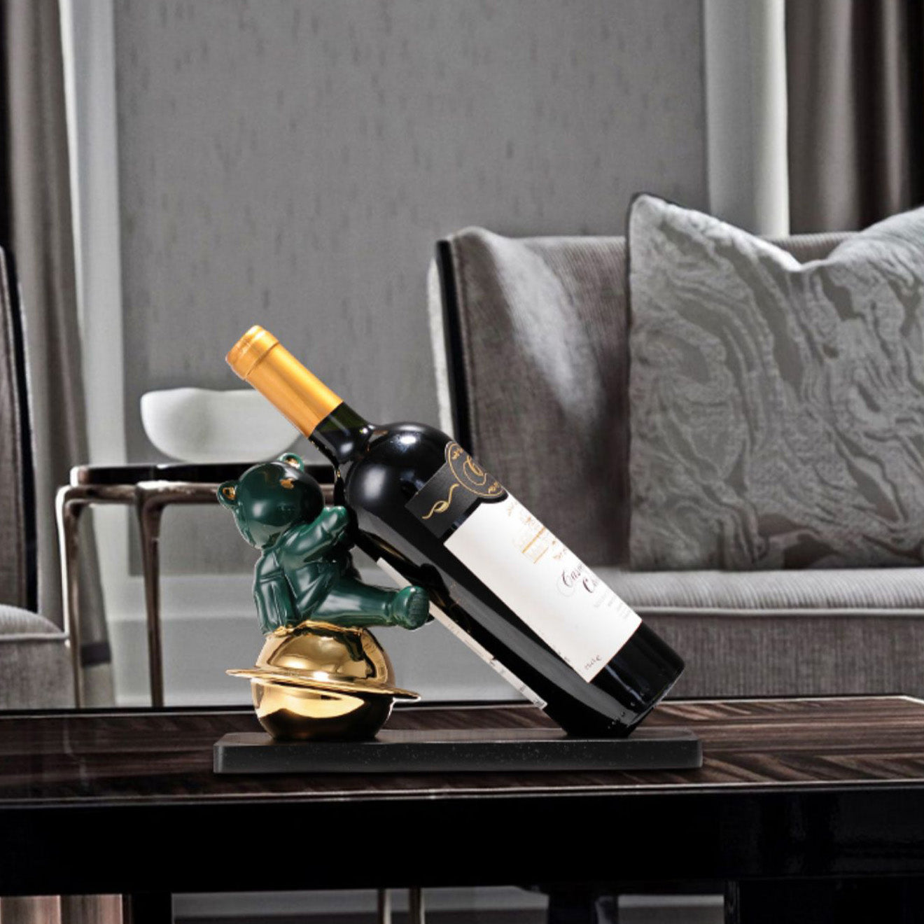 Countertop Wine Rack Solid Wood Base Wine Bottle Rack for Living Room