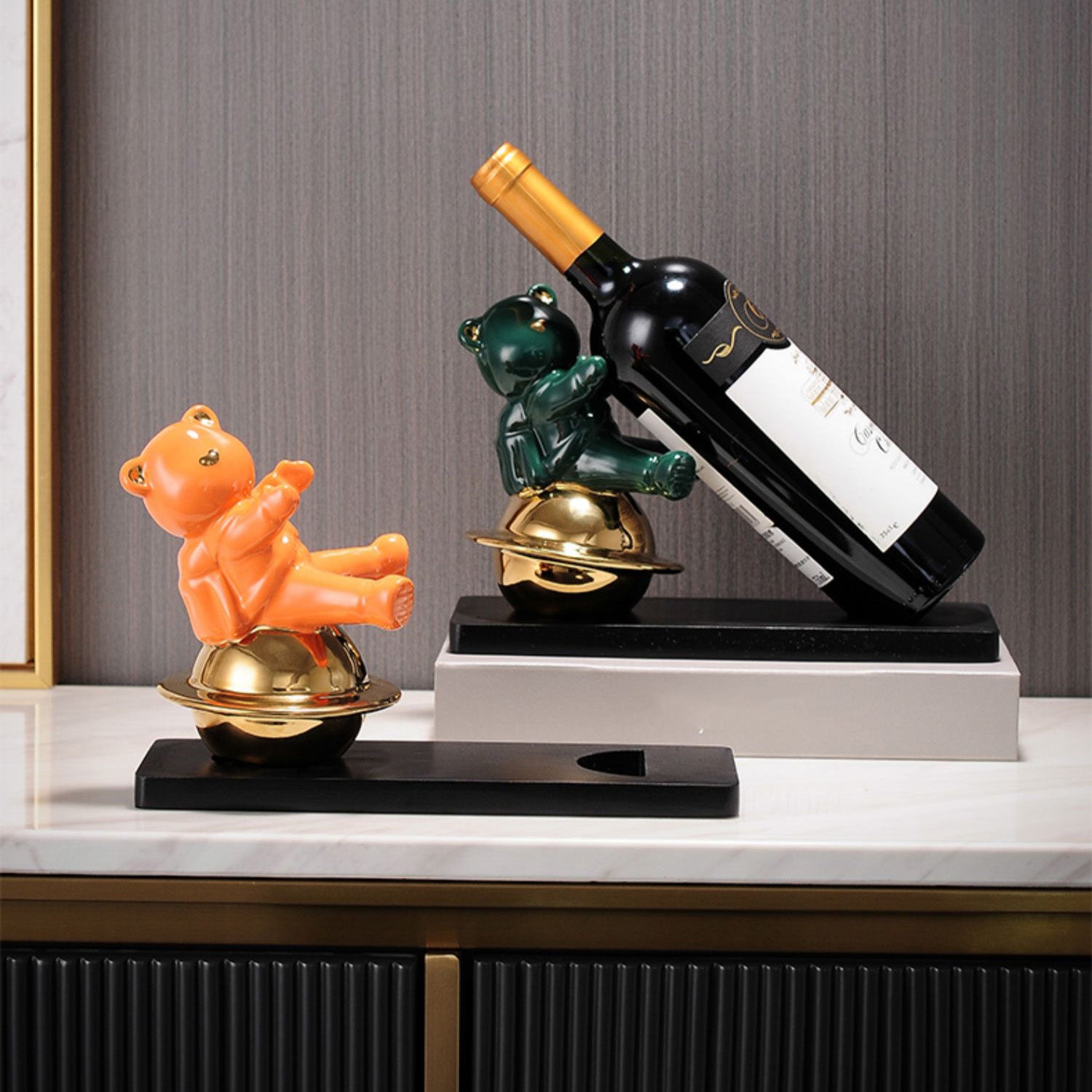 Countertop Wine Rack Solid Wood Base Wine Bottle Rack for Living Room