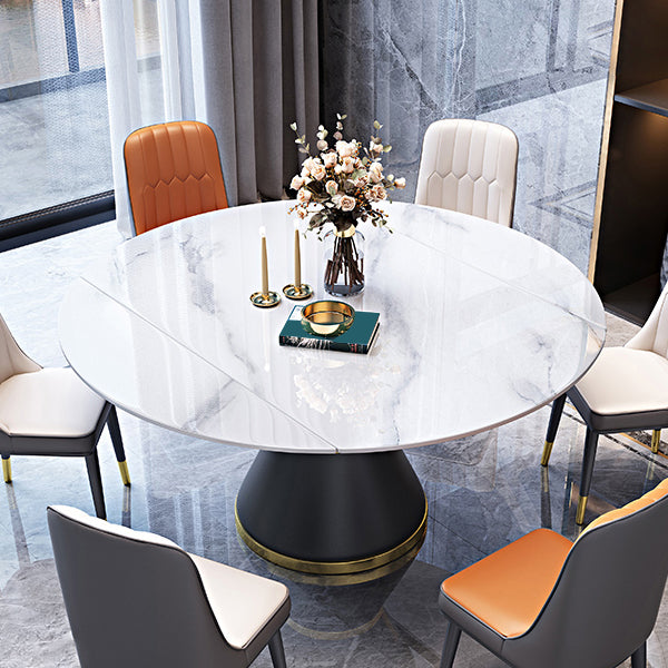 Modern Stone Foldable Dining Table Metal Base for Dining Room