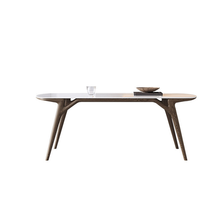 Contemporary Dining Table Stone and Wood Dinette Table for Dining Room