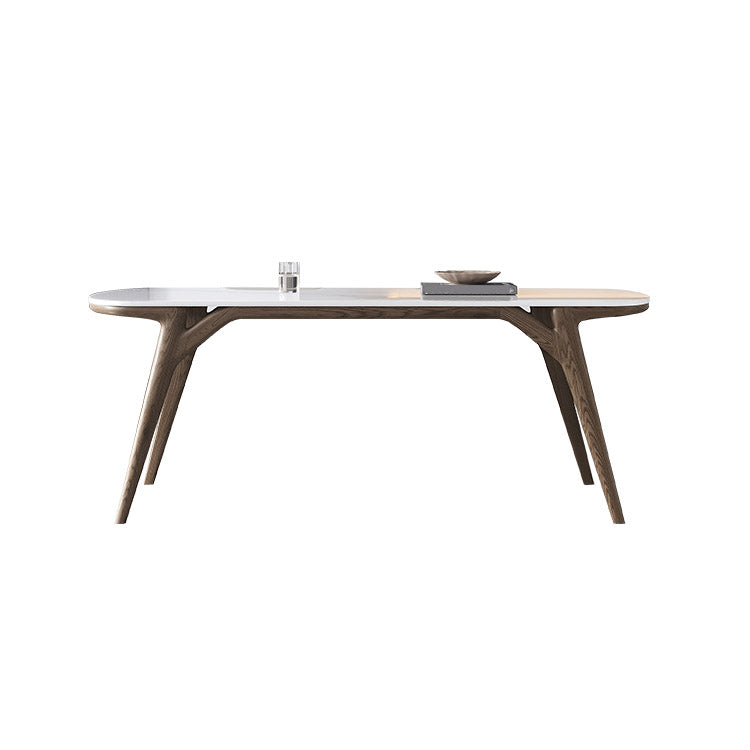 Contemporary Dining Table Stone and Wood Dinette Table for Dining Room