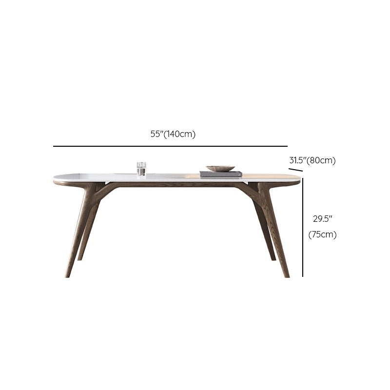 Contemporary Dining Table Stone and Wood Dinette Table for Dining Room