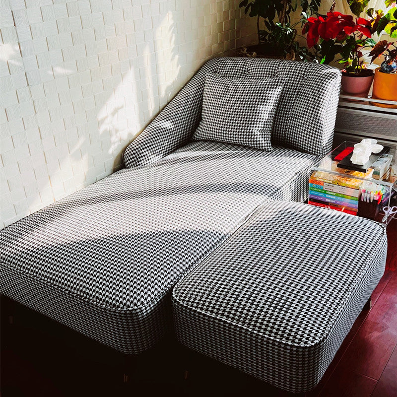 Contemporary One Armed Chaise Recessed Arms Accent Chair for Living Room