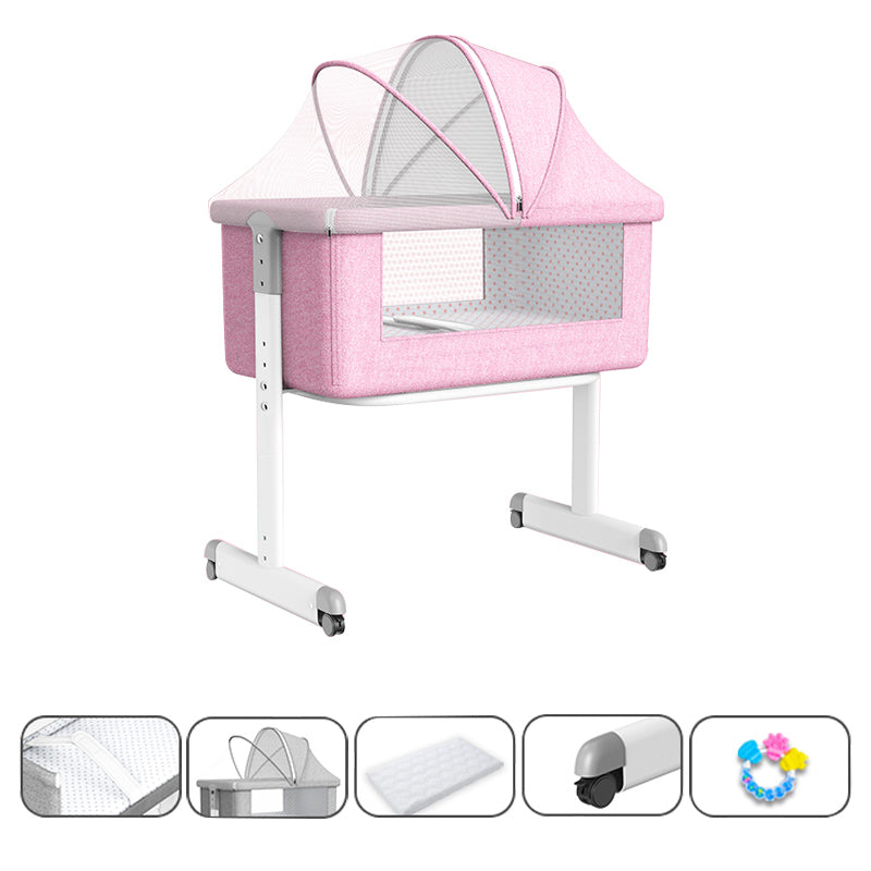 Contemporary Nursery Bed Metal Under Crib Storage Baby Crib with Casters