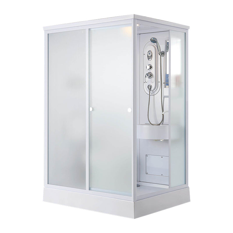 Framed Single Sliding Shower Kit Frosted Rectangle Shower Stall