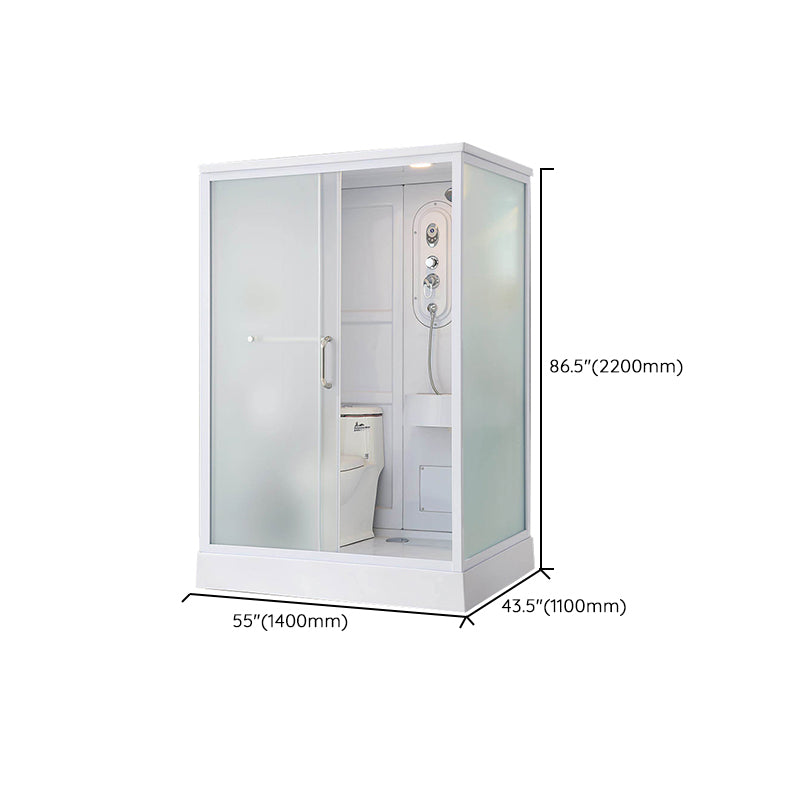 Framed Single Sliding Shower Kit Frosted Rectangle Shower Stall