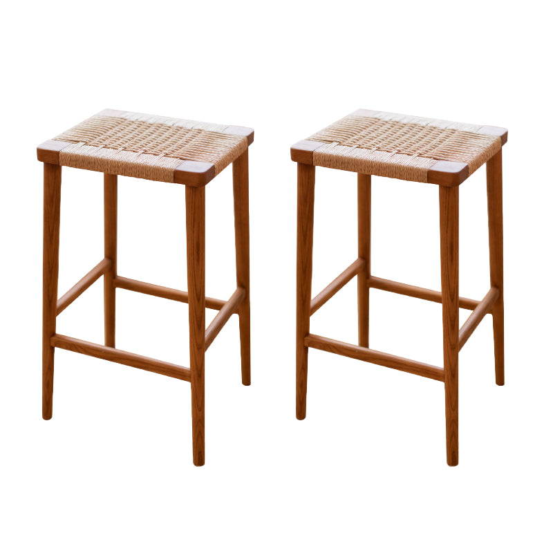 Backless Dining Stools Rectangle Armless Bar Stools with Wood Base