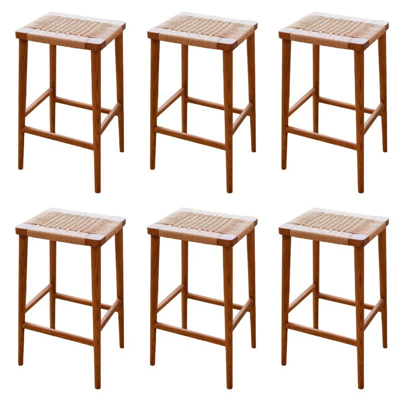 Backless Dining Stools Rectangle Armless Bar Stools with Wood Base