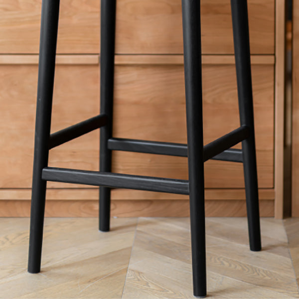 Backless Dining Stools Rectangle Armless Bar Stools with Wood Base