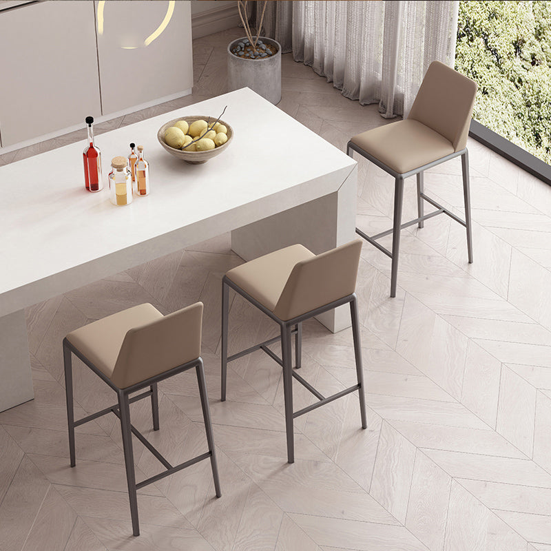 Upholstered Bar Stools Low Back Dining Stools with Metal Base