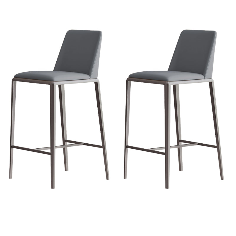 Upholstered Bar Stools Low Back Dining Stools with Metal Base