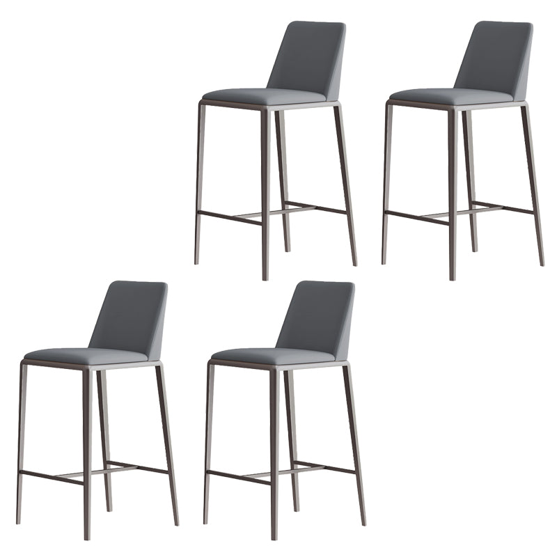 Upholstered Bar Stools Low Back Dining Stools with Metal Base