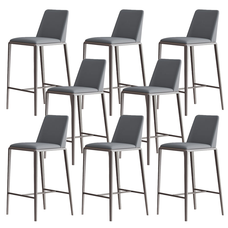 Upholstered Bar Stools Low Back Dining Stools with Metal Base