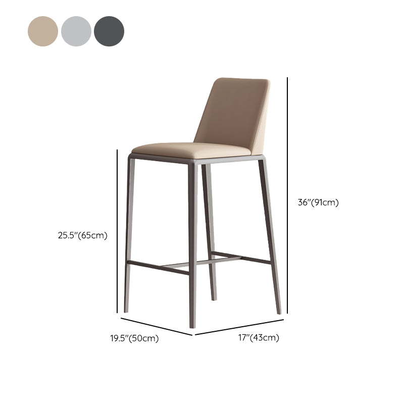 Upholstered Bar Stools Low Back Dining Stools with Metal Base