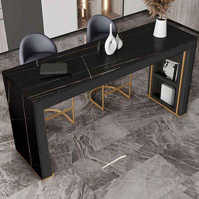 Modern Rectangle Bar Pub Table Set 1/3 Pcs Stone Top Bar Table and Upholstered Stools