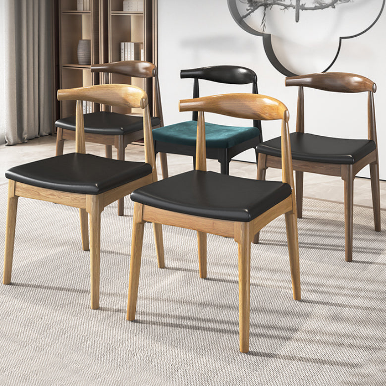 Industrial Armless Dining Chairs Solid Wood Open Back Side Chair