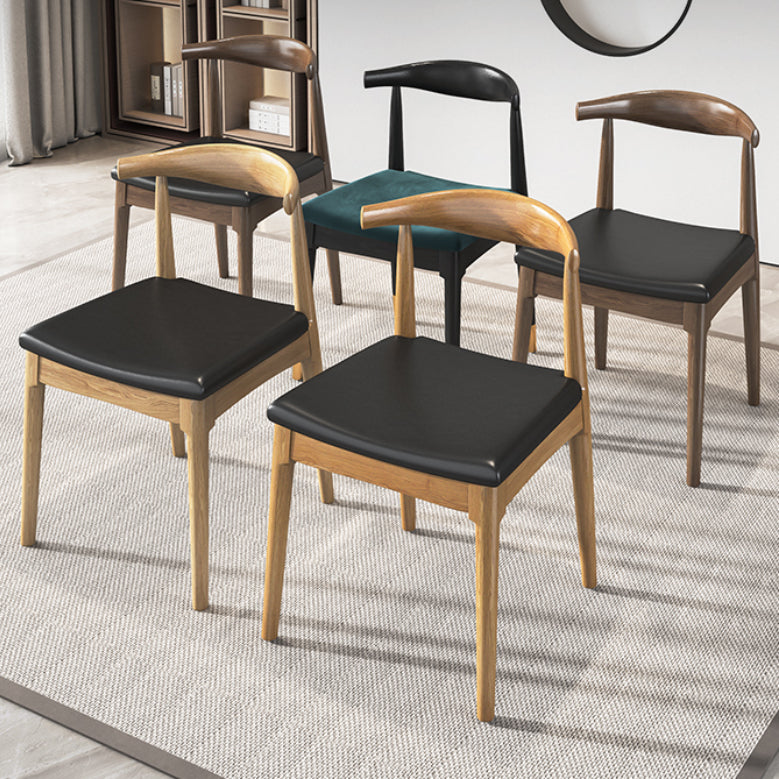 Industrial Armless Dining Chairs Solid Wood Open Back Side Chair