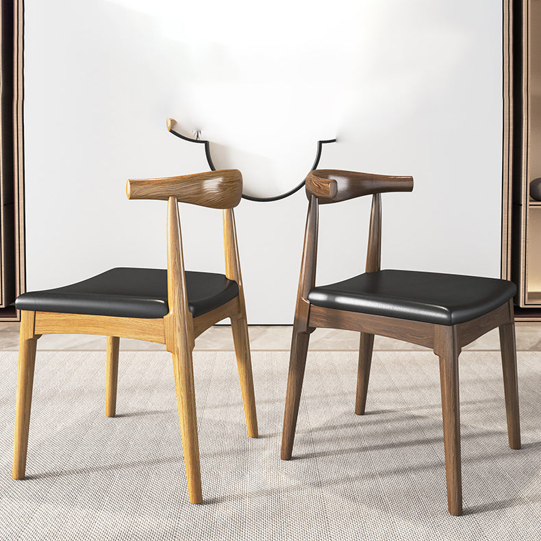 Industrial Armless Dining Chairs Solid Wood Open Back Side Chair