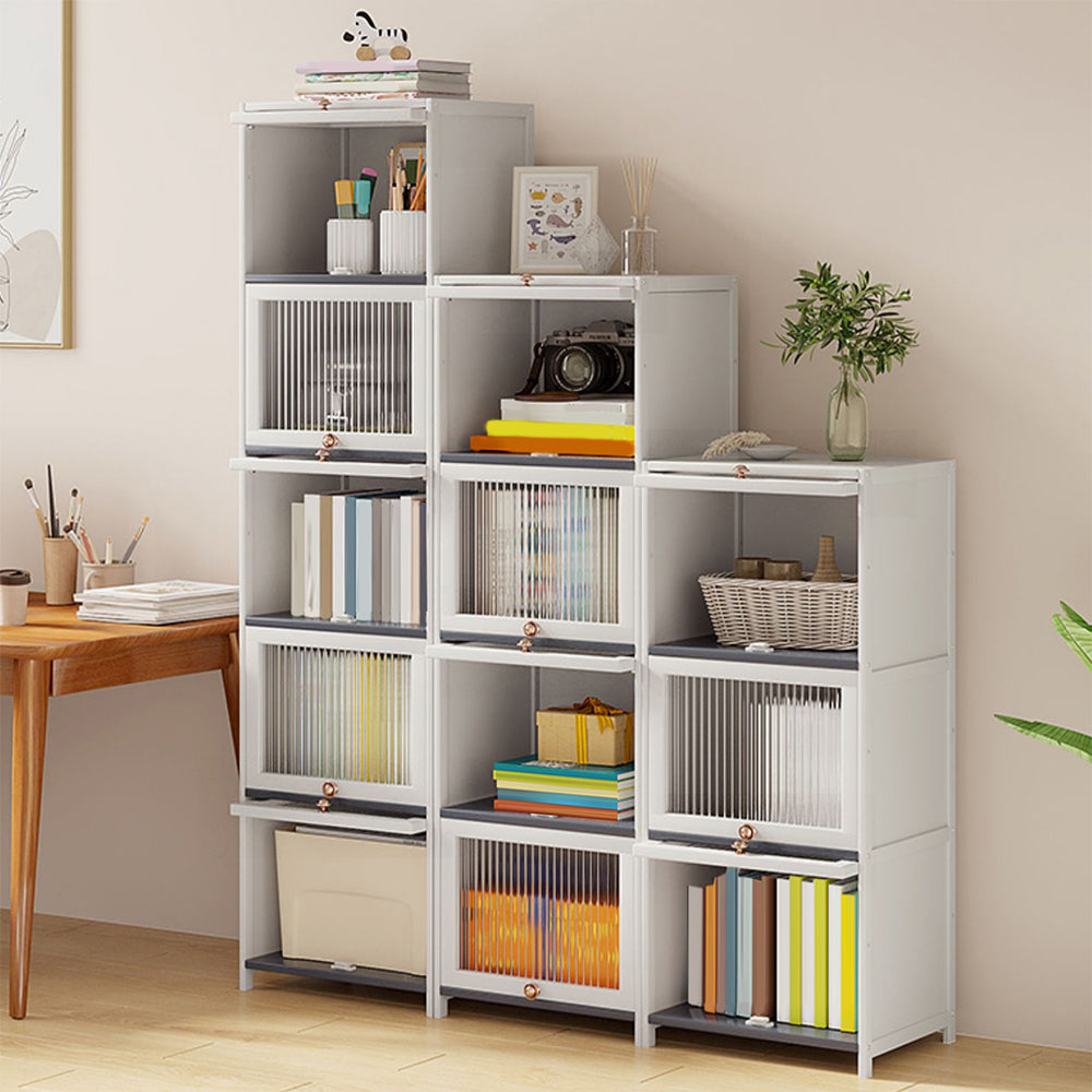 Mid-Century Modern Accent Cabinet Rectangle Storage Cabinet with Doors, White