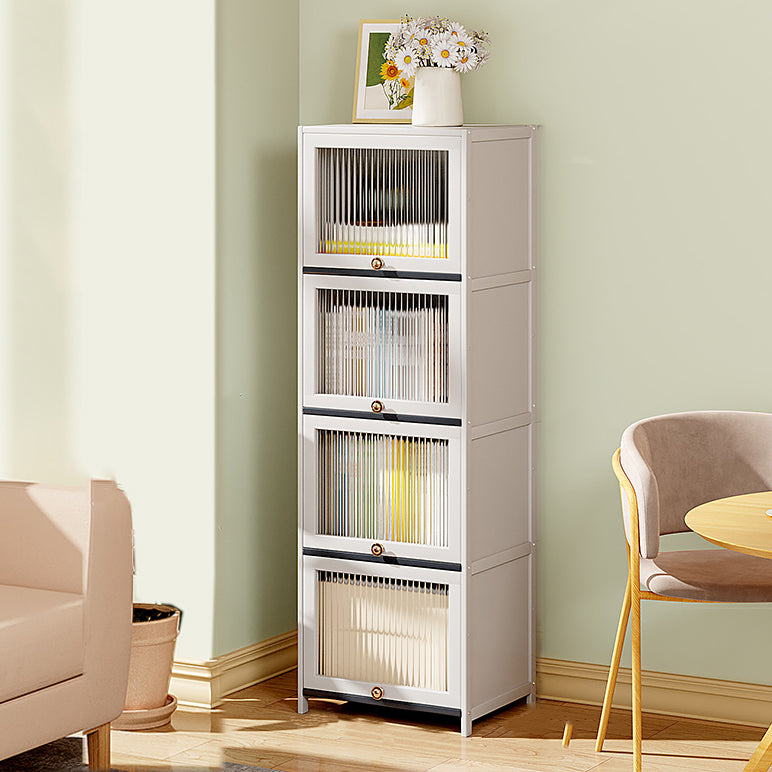 Mid-Century Modern Accent Cabinet Rectangle Storage Cabinet with Doors, White