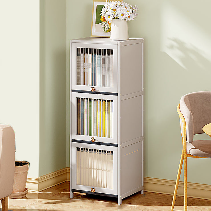 Mid-Century Modern Accent Cabinet Rectangle Storage Cabinet with Doors, White