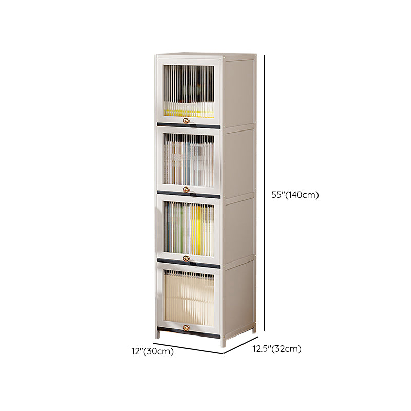 Mid-Century Modern Accent Cabinet Rectangle Storage Cabinet with Doors, White