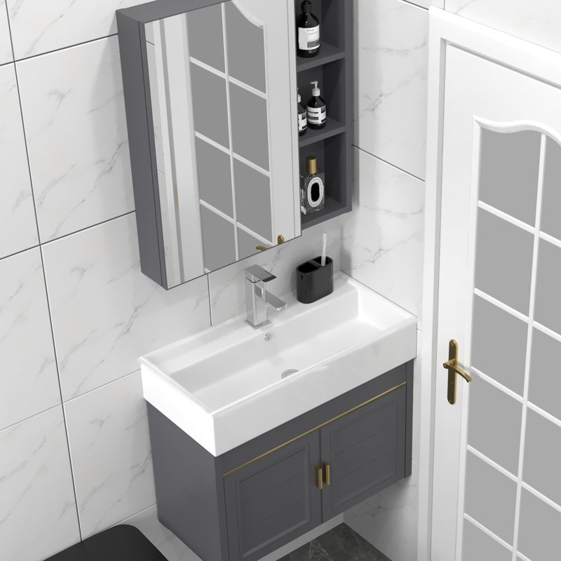 Modern Single Bath Vanity Wall Mount Ceramic Top Bathroom Vanity