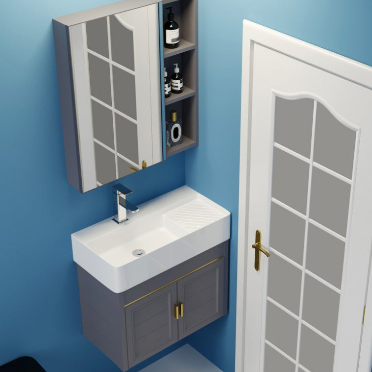Modern Single Bath Vanity Wall Mount Ceramic Top Bathroom Vanity